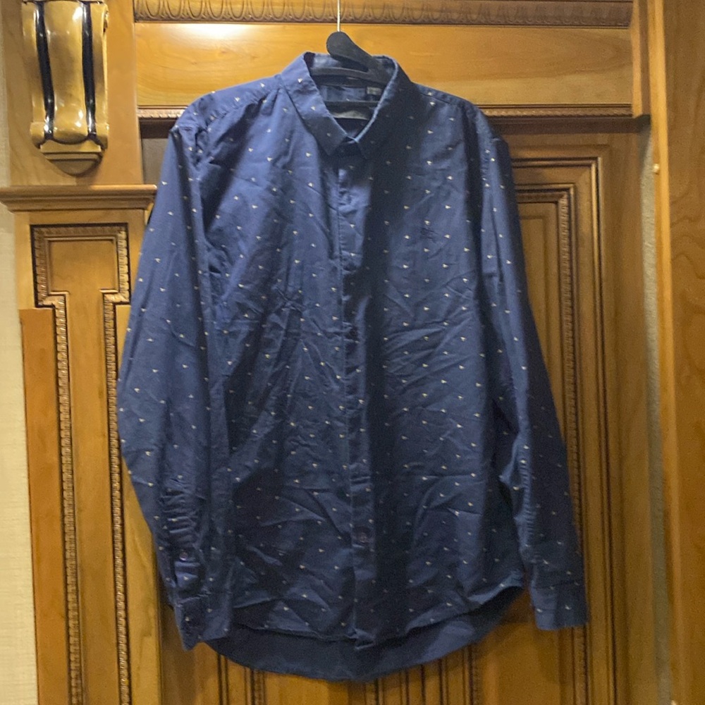 Burberry Long Sleeve Navy Blue Shirt Size XL Made in Italy